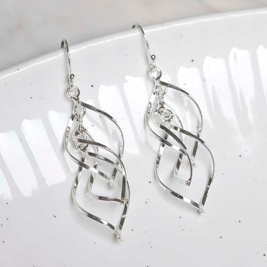 ME533 Sterling Silver Triple Twist Earrings 1