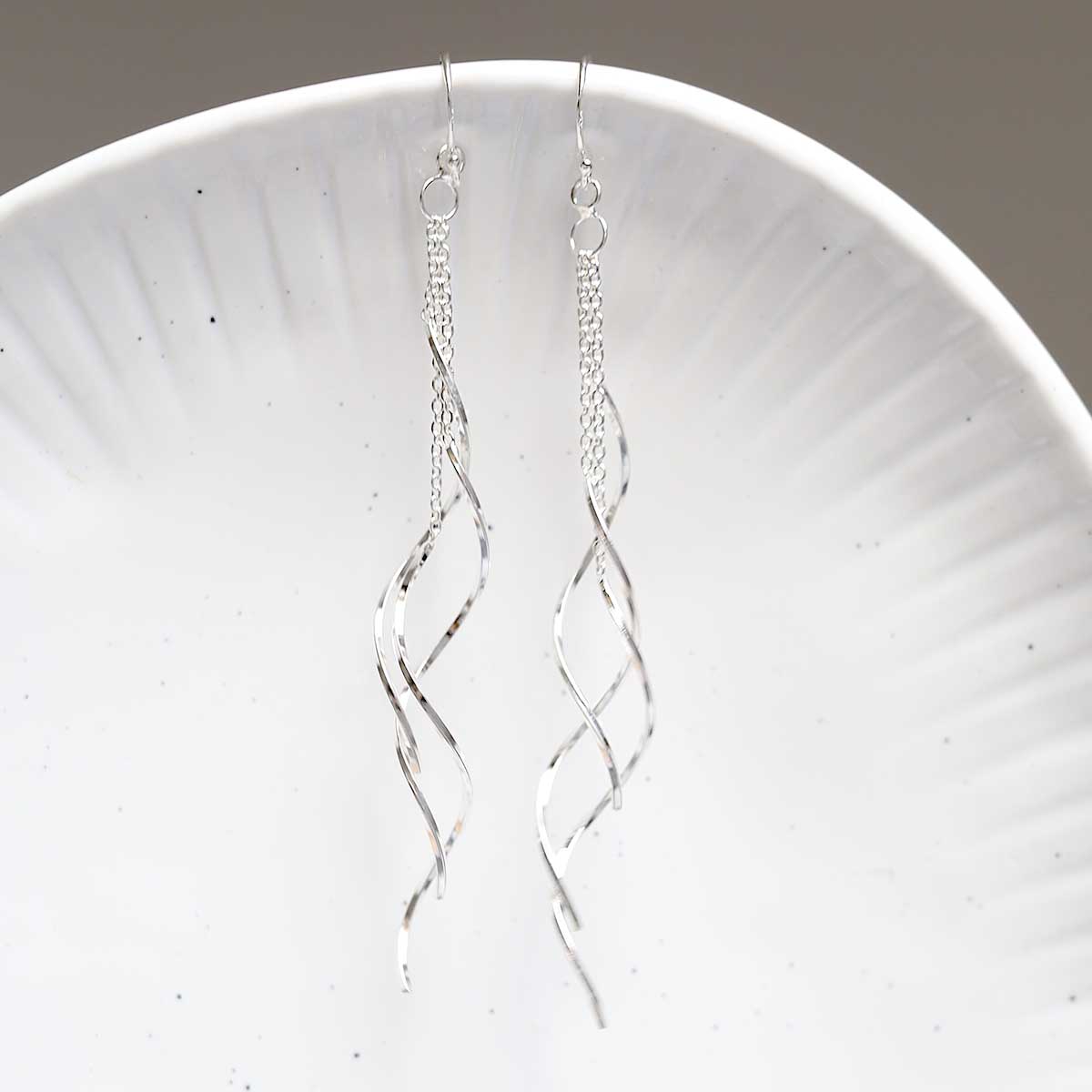 Sterling Silver Cascading Twist Earrings