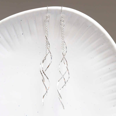 ME536 Sterling Silver Cascading Twist Earrings 2