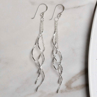 ME536 Sterling Silver Cascading Twist Earrings 1