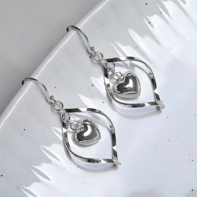 ME532 Sterling silver Twisted Heart Earrings 2
