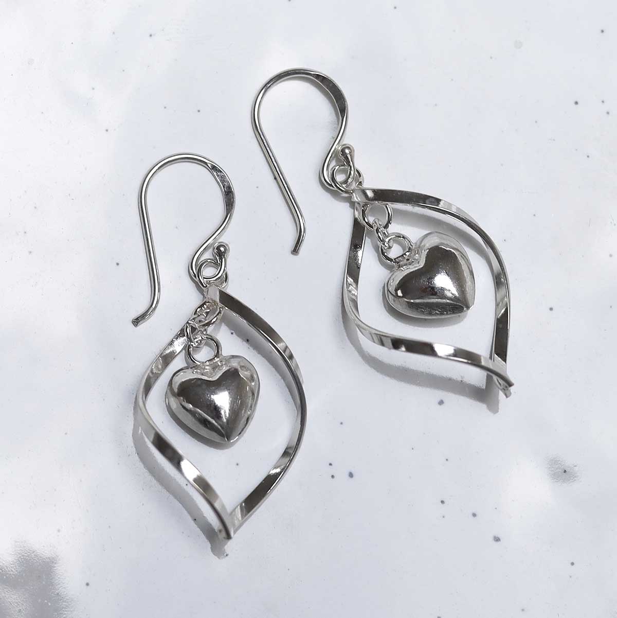 Sterling Silver Twisted Heart Earrings
