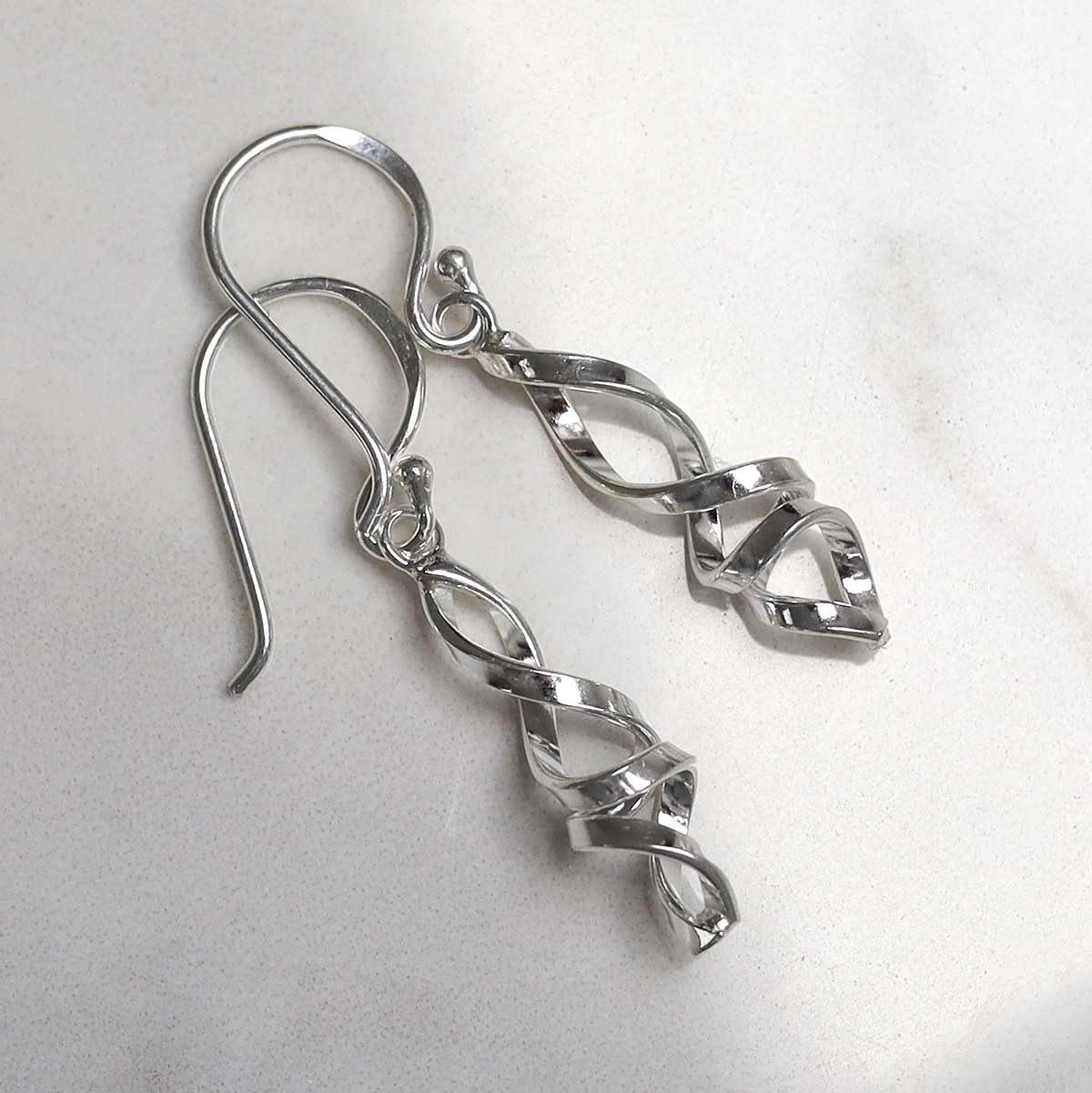 Sterling Silver Abstract Twist Earrings