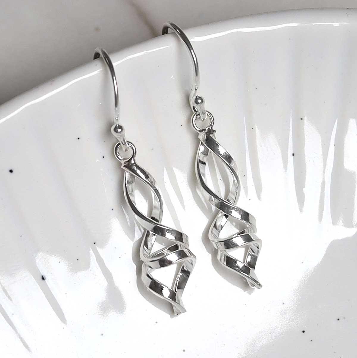 Sterling Silver Abstract Twist Earrings