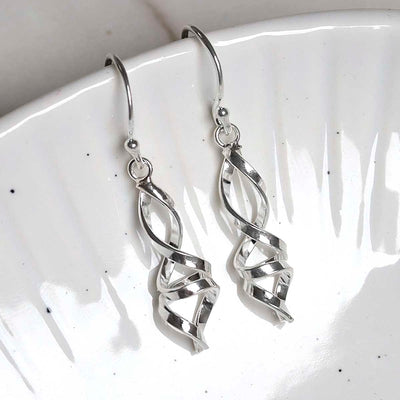 ME537 Sterling Silver Abstract Twist Earrings 3