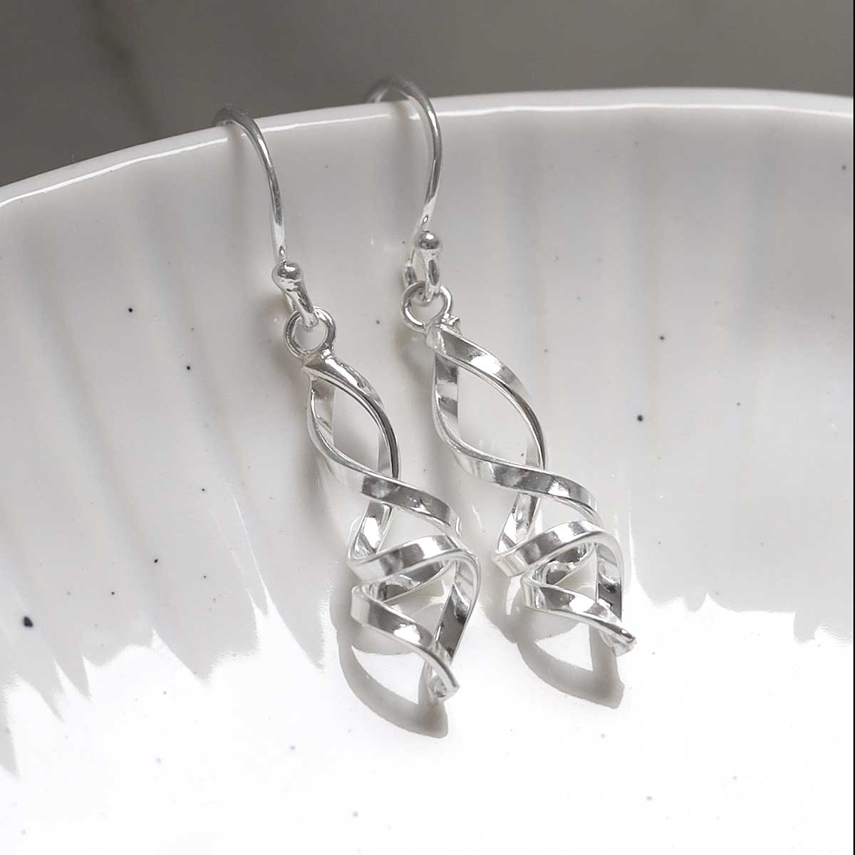 Sterling Silver Abstract Twist Earrings