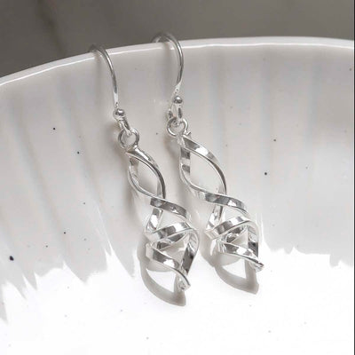 ME537 Sterling Silver Abstract Twist Earrings 2