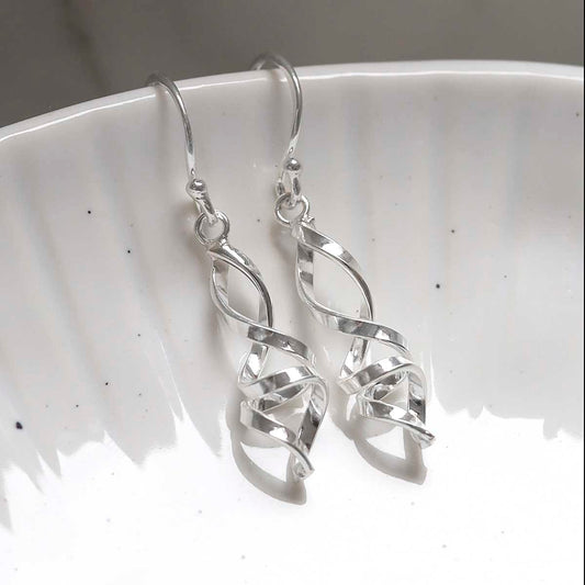 ME537 Sterling Silver Abstract Twist Earrings 2