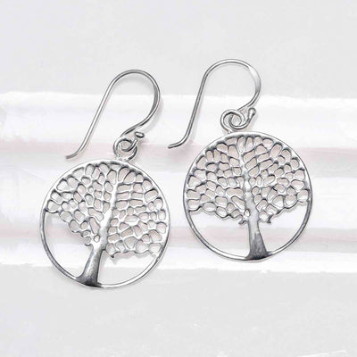 ME534E Sterling Silver Oak Tree Earrings 2