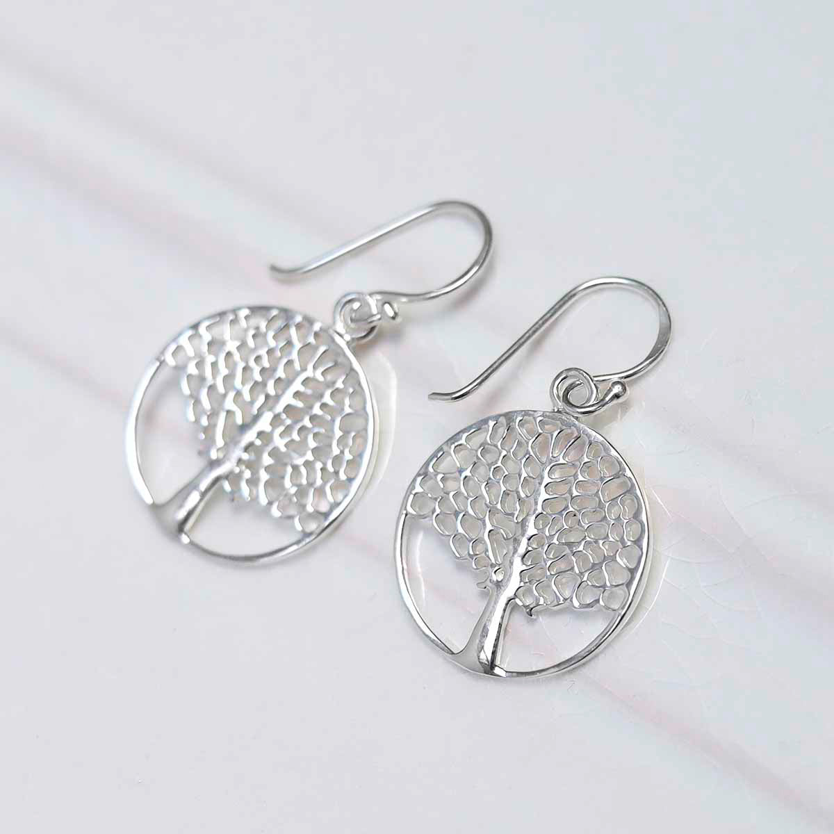 Sterling Silver Oak Tree Earrings