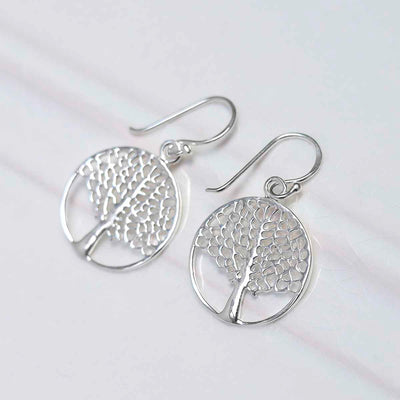 ME534E Sterling Silver Oak Tree Earrings 1