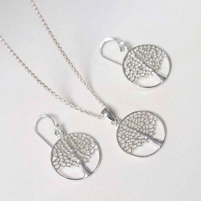 ME534EP Sterling Silver Oak Tree Earrings set