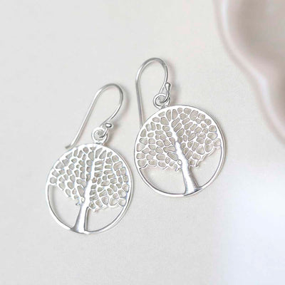 ME534E Sterling Silver Oak Tree Earrings 3