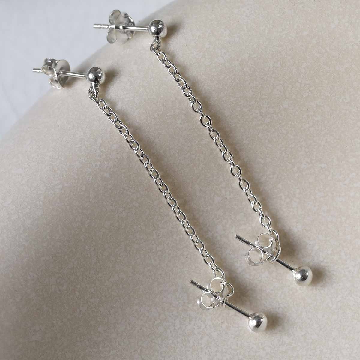 Sterling Silver Helix Chain Stud Earrings