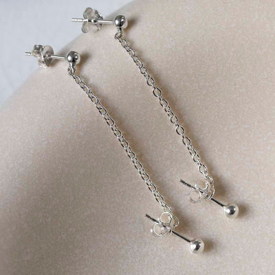 ME535 Sterling Silver Helix Chain Stud Earrings 2. copy