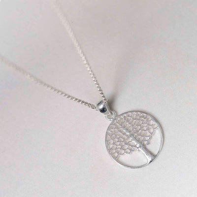ME534P Sterling Silver Oak Tree Necklace 1