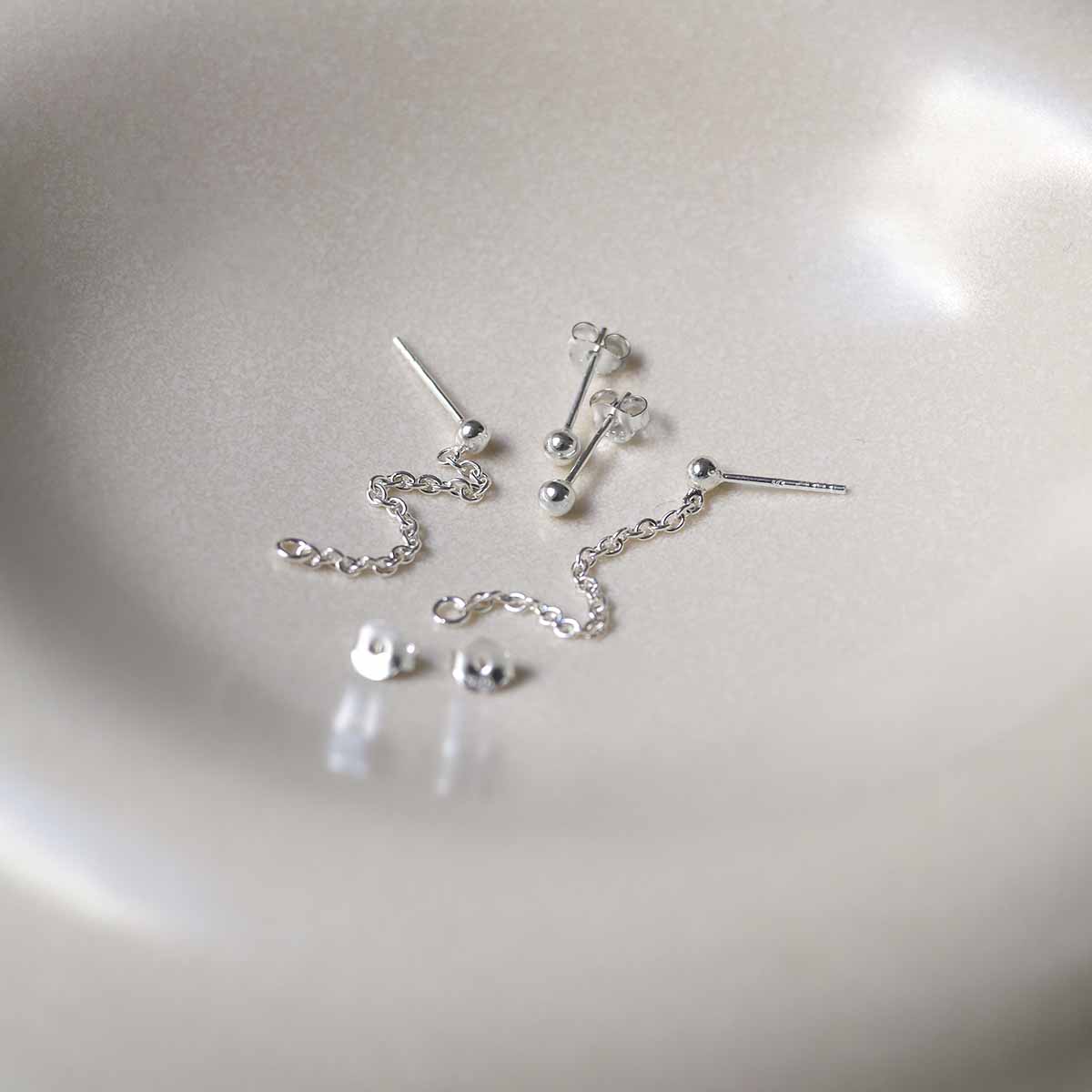Sterling Silver Helix Chain Stud Earrings