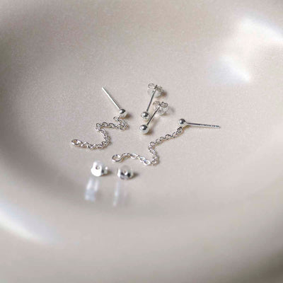 ME535 Sterling Silver Helix Chain Stud Earrings 6
