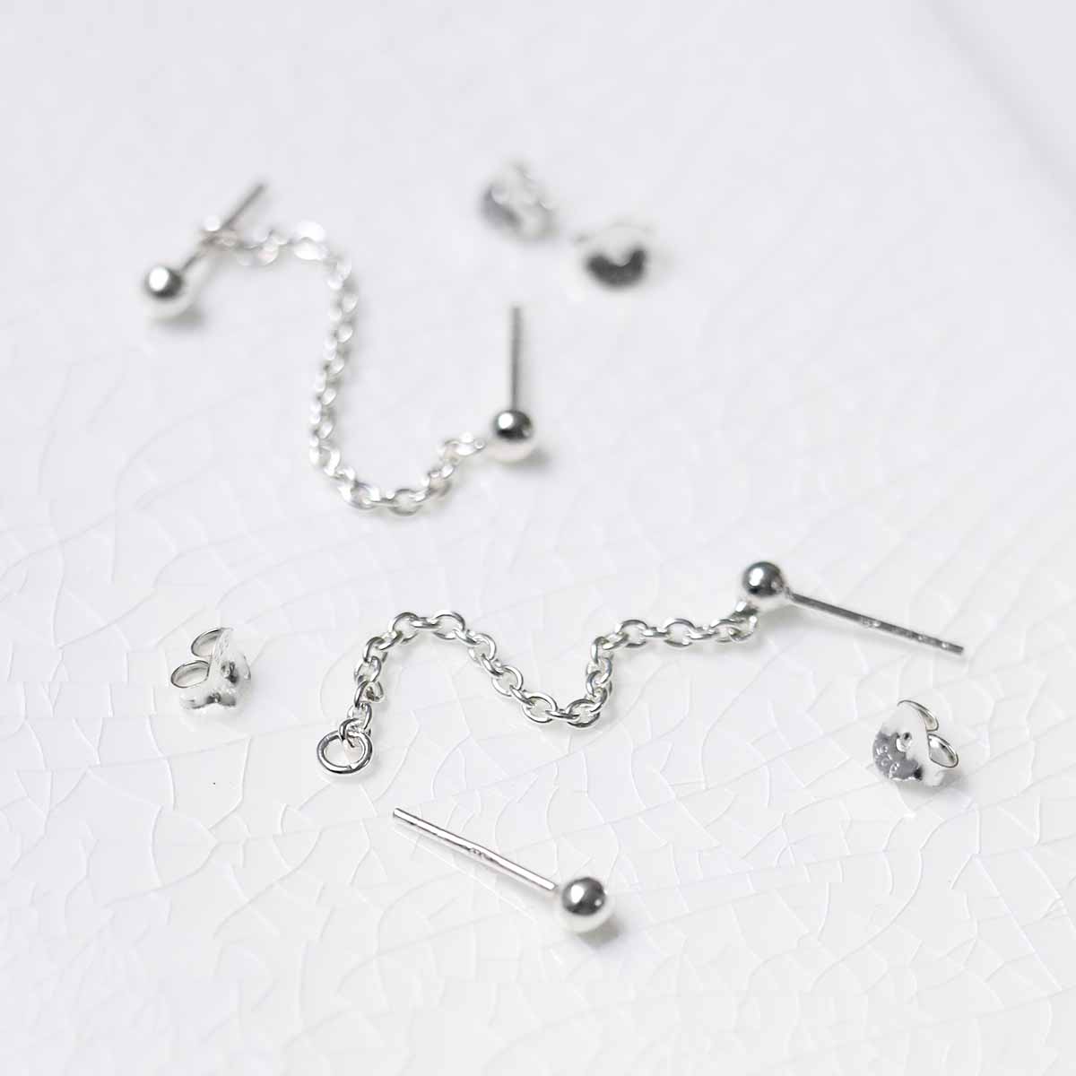 Sterling Silver Helix Chain Stud Earrings