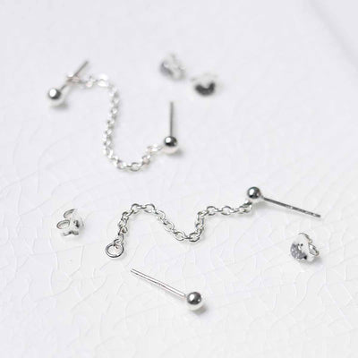 ME535 Sterling Silver Helix Chain Stud Earrings 4