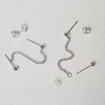 ME535 Sterling Silver Helix Chain Stud Earrings 3