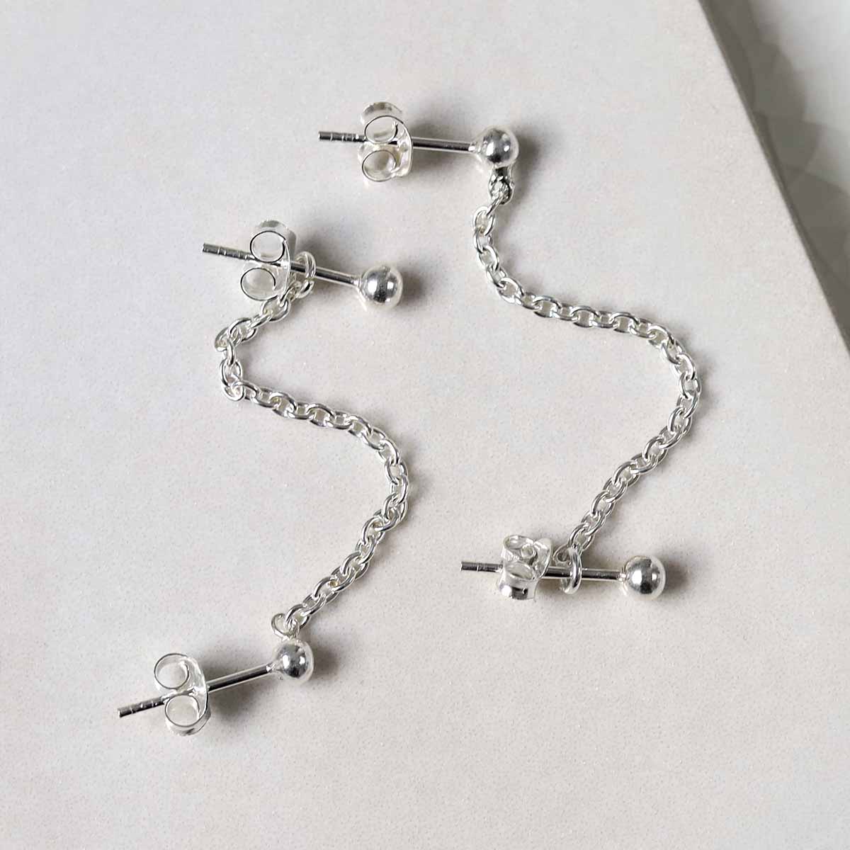 Sterling Silver Helix Chain Stud Earrings