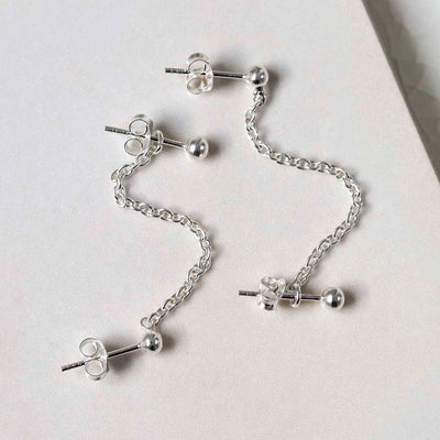 ME535 Sterling Silver Helix Chain Stud Earrings 1