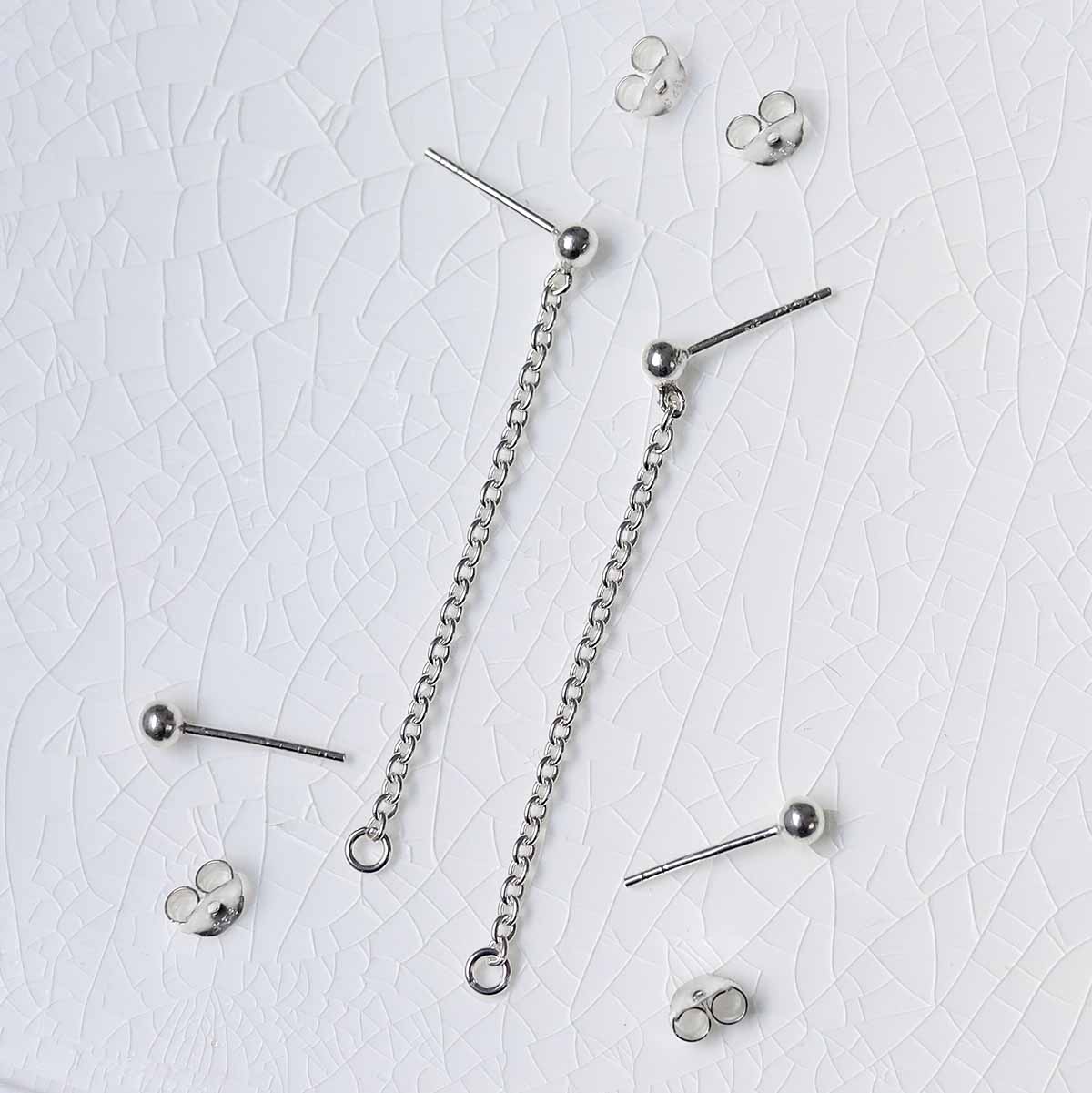 Sterling Silver Helix Chain Stud Earrings