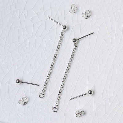 ME535 Sterling Silver Helix Chain Stud Earrings 5