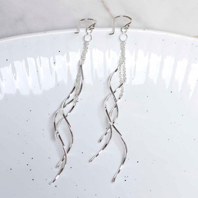 ME536 Sterling Silver Cascading Twist Earrings 3