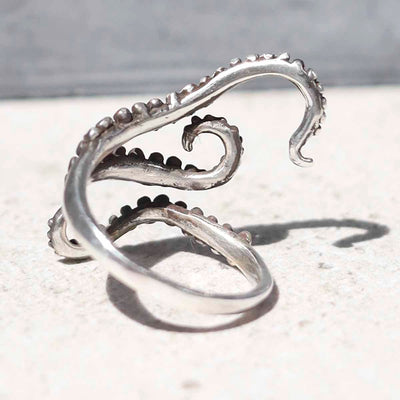 MZB145 Sterling Silver Adjustable Octopus Ring 4