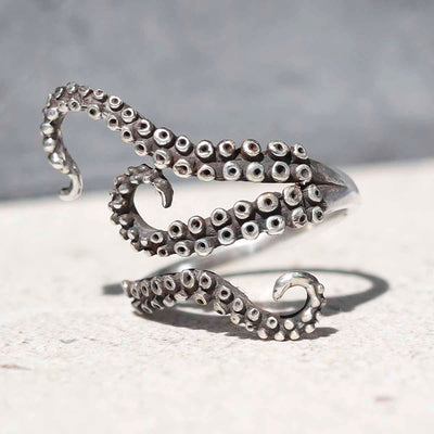 MZB145 Sterling Silver Adjustable Octopus Ring 3