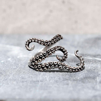 MZB145 Sterling Silver Adjustable Octopus Ring 2