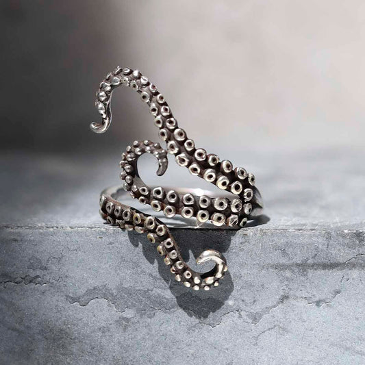 MZB145 Sterling Silver Adjustable Octopus Ring 1