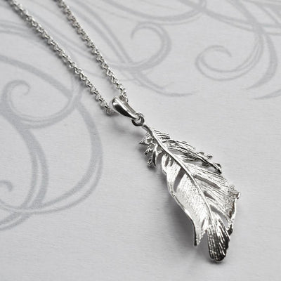 MJ0299N Silver Soft Feather Necklace 1 da92f7a2 1cff 420c 9562 eff56624531b