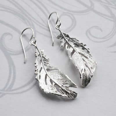 MJ0299E Silver Soft Feather Earrings