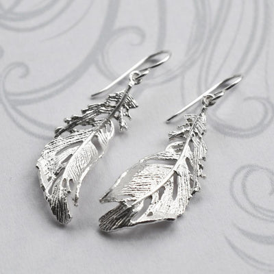 MJ0299E Silver Soft Feather Earrings 2