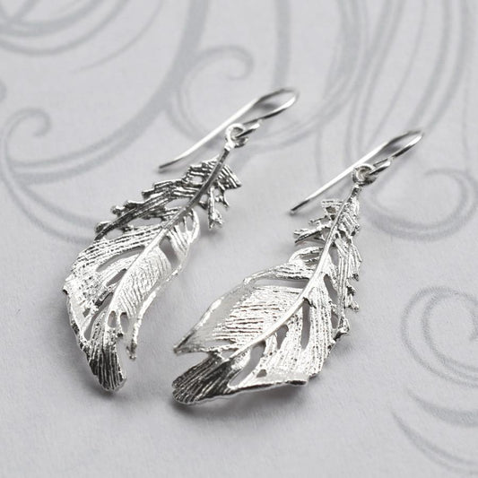 MJ0299E Silver Soft Feather Earrings 2