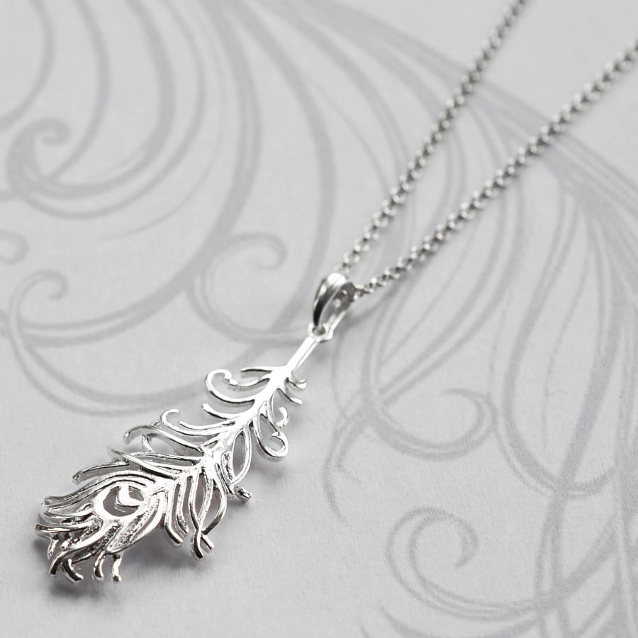 Sterling Silver Peacock Feather Necklace