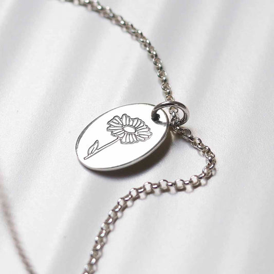ML759 Sterling Silver April Birth Flower Necklace 4