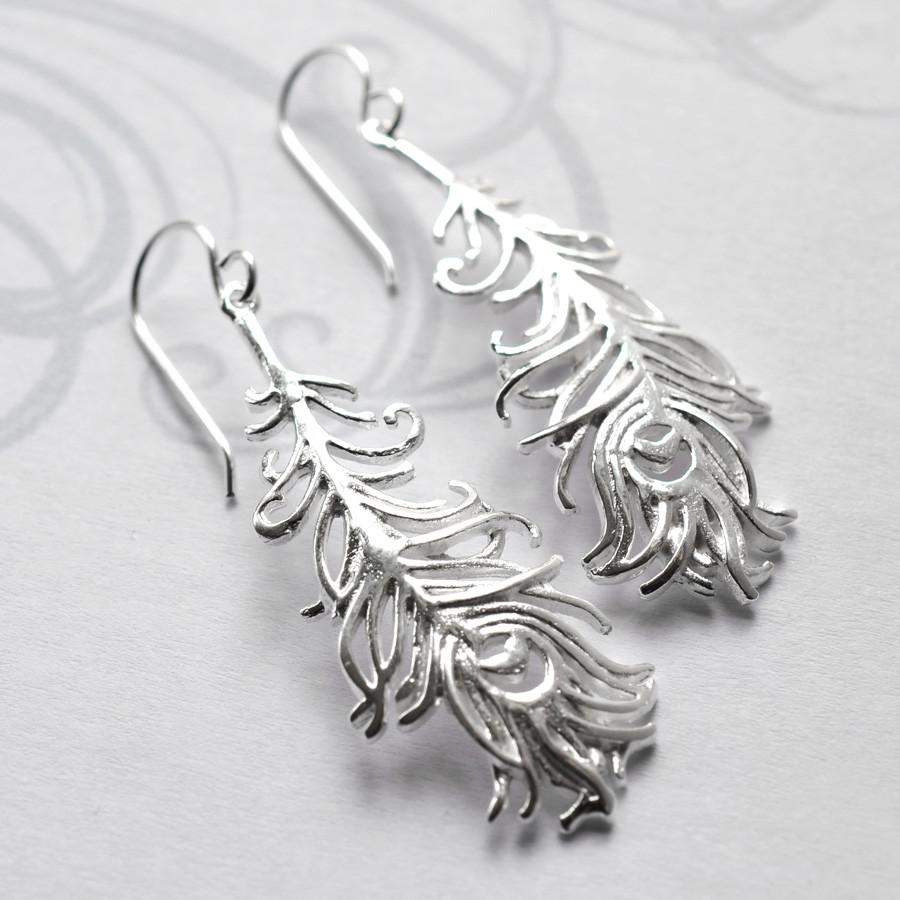 Sterling Silver Peacock Feather Necklace