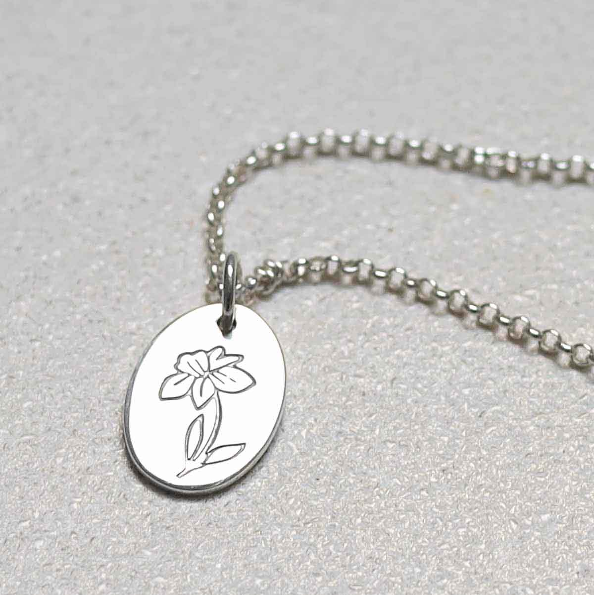 Sterling Silver March Birth Flower Necklace