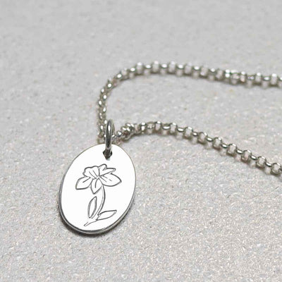 ML757 Sterling Silver March Birth Flower Necklace 4