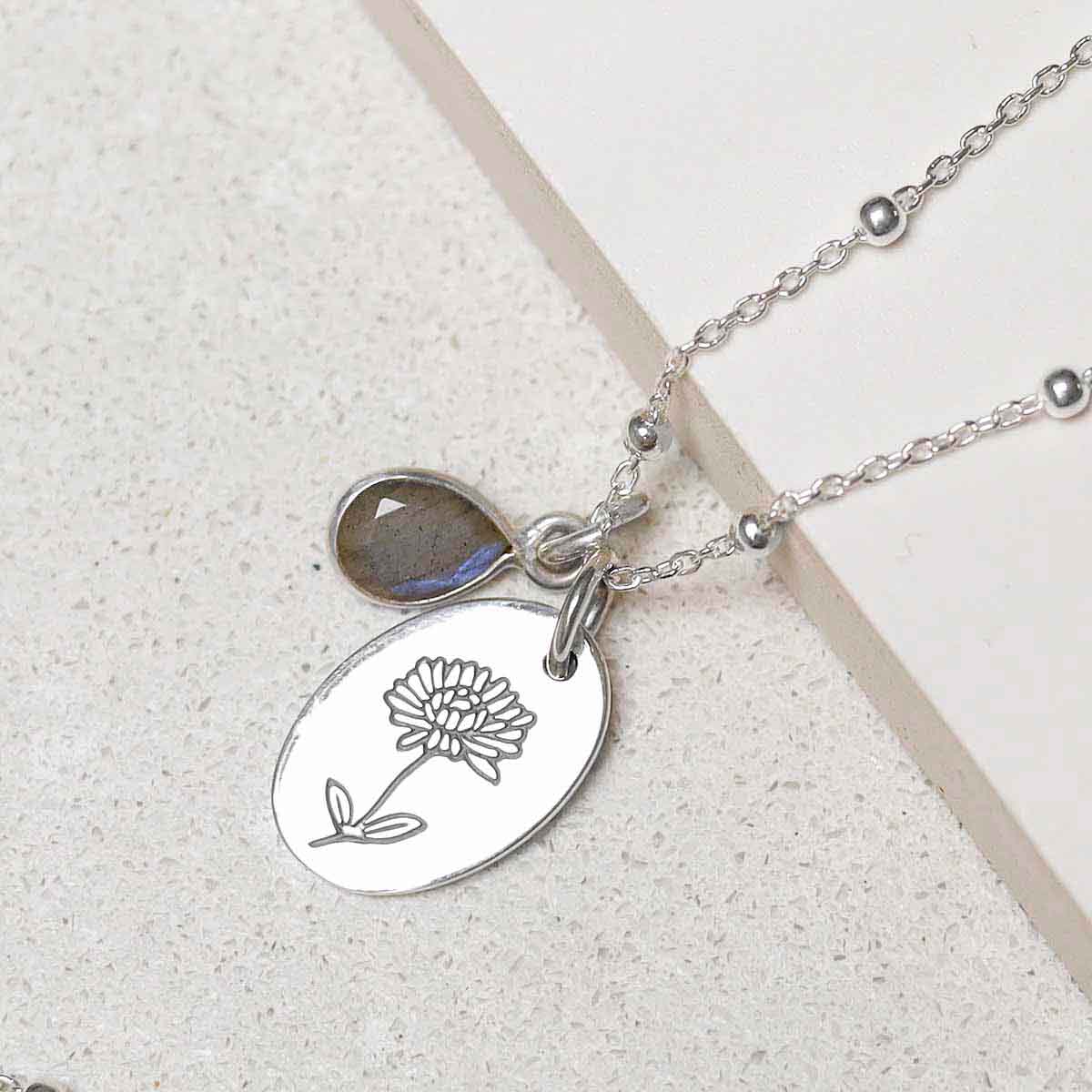 Sterling Silver November Birth Flower Necklace