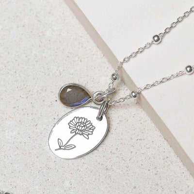 ML756 Sterling Silver November Birth Flower Necklace 2