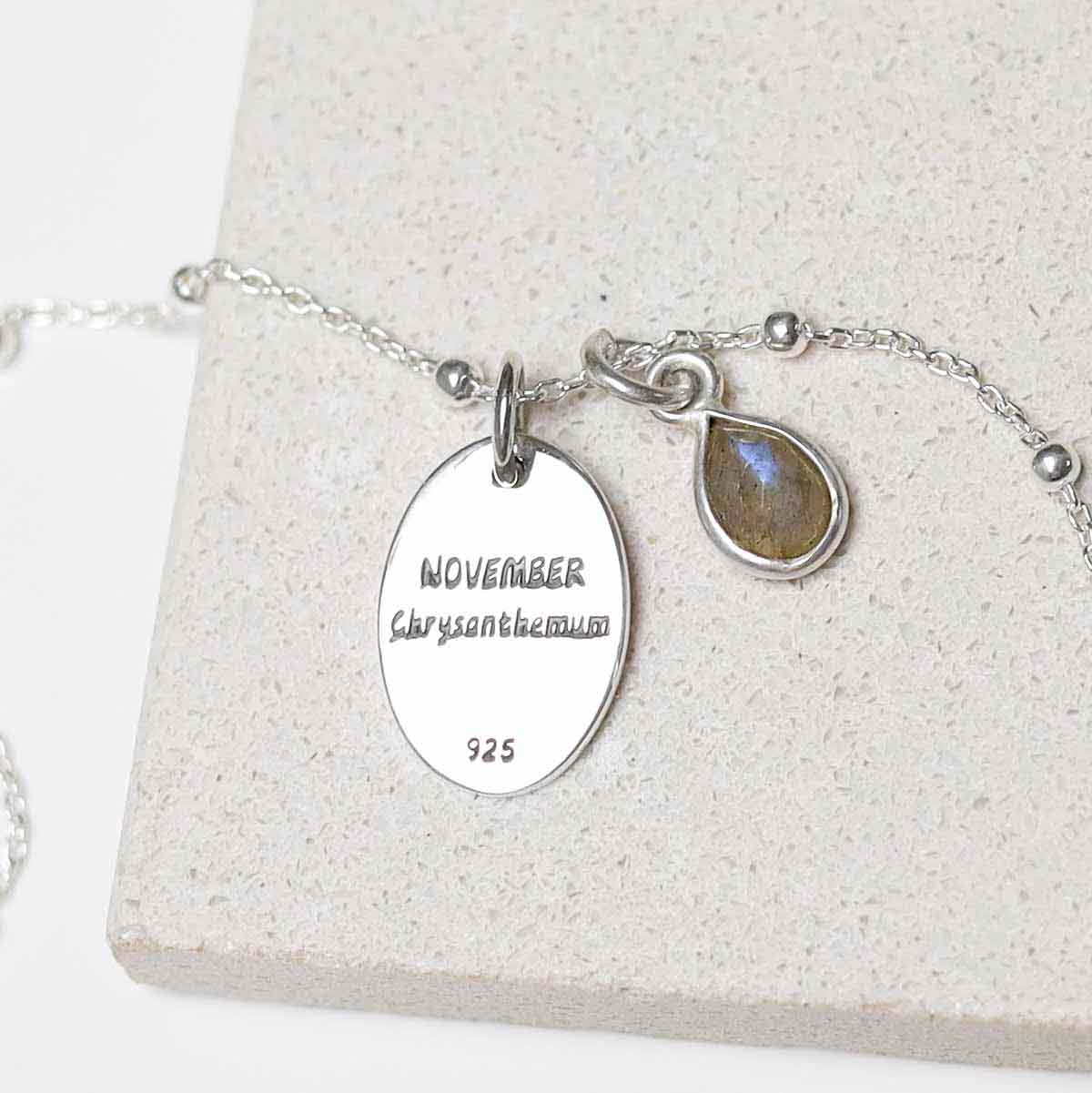 Sterling Silver November Birth Flower Necklace