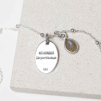 ML756 Sterling Silver November Birth Flower Necklace 3