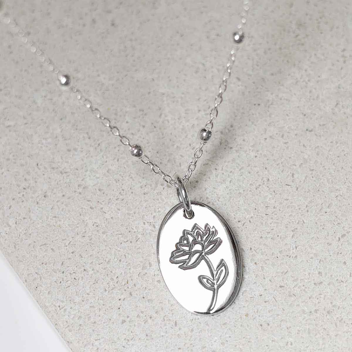 Sterling Silver July Birth Flower Necklace