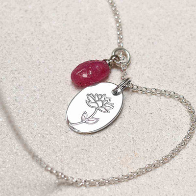 ML758 Sterling Silver July Birth Flower Necklace 2