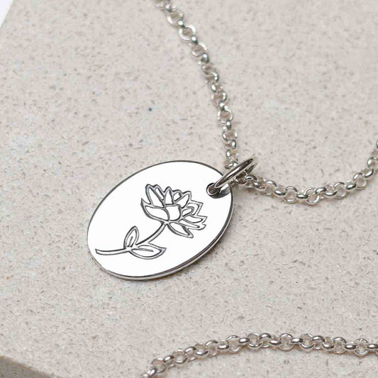 ML758 Sterling Silver July Birth Flower Necklace